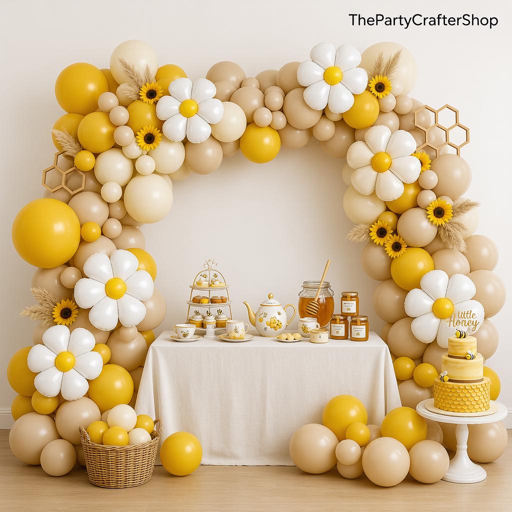 Bee Balloon Arch Kit | Daisy Mylar Balloons, Little Honey Baby Shower Decor
