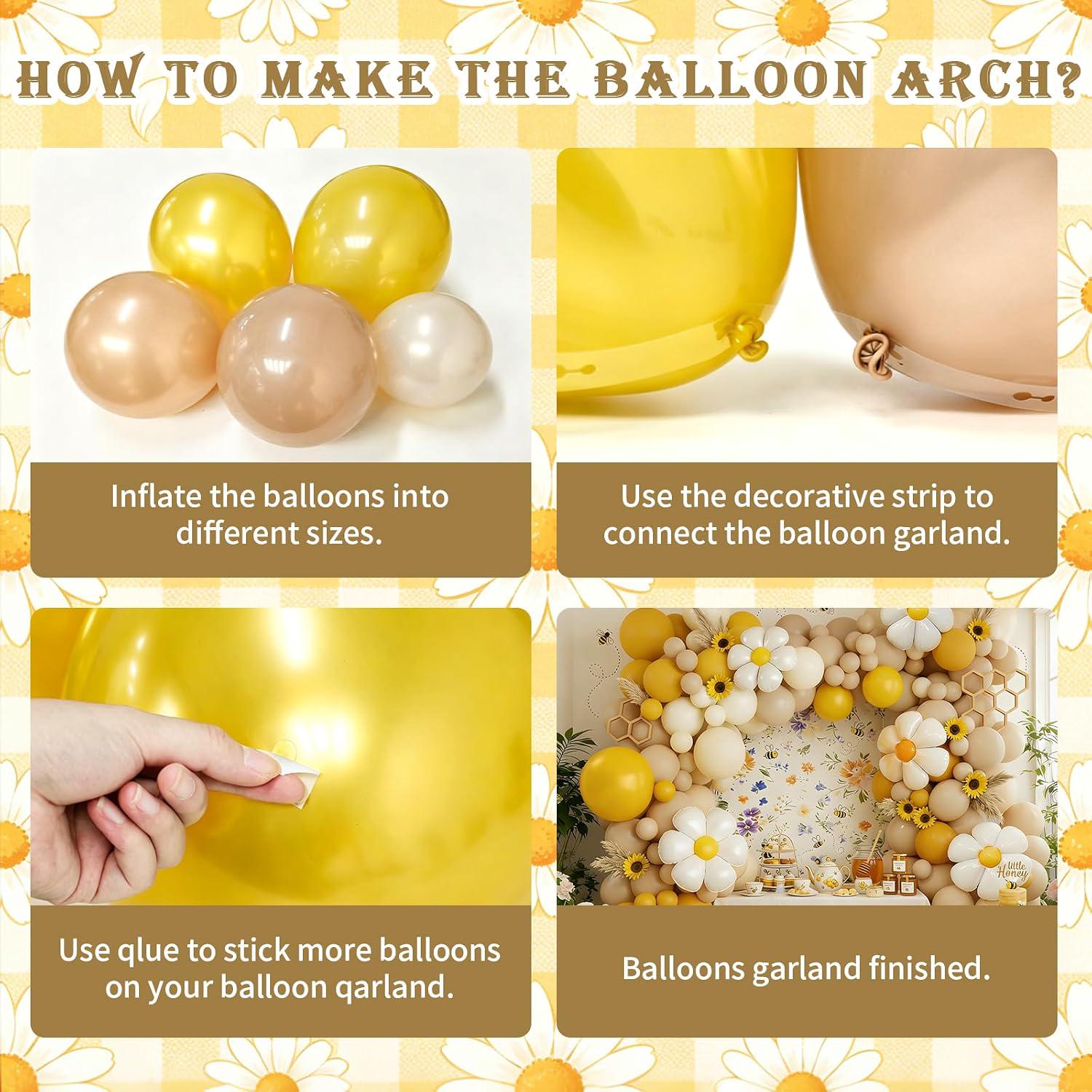Bee Balloon Arch Kit | Daisy Mylar Balloons, Little Honey Baby Shower Decor