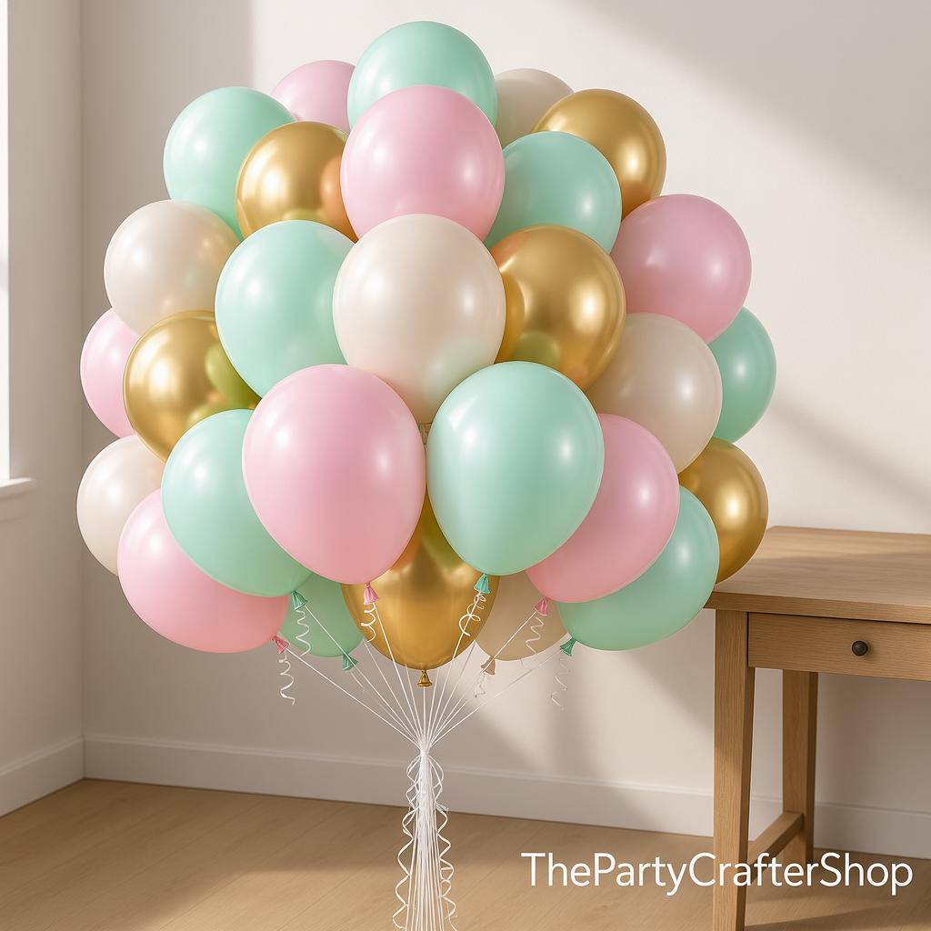 Pastel Pink Green Gold Balloon Set | Whimsical Party Decor (Baby Shower)