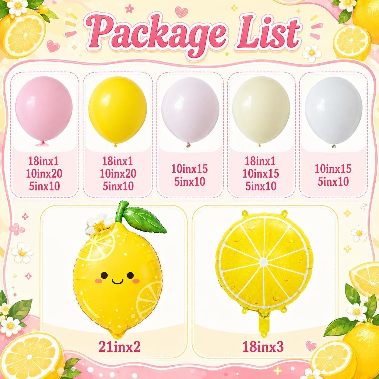 Lemon Balloon Arch Kit | Pink Yellow Lemonade Garland, Amalfi Coast Party Decor