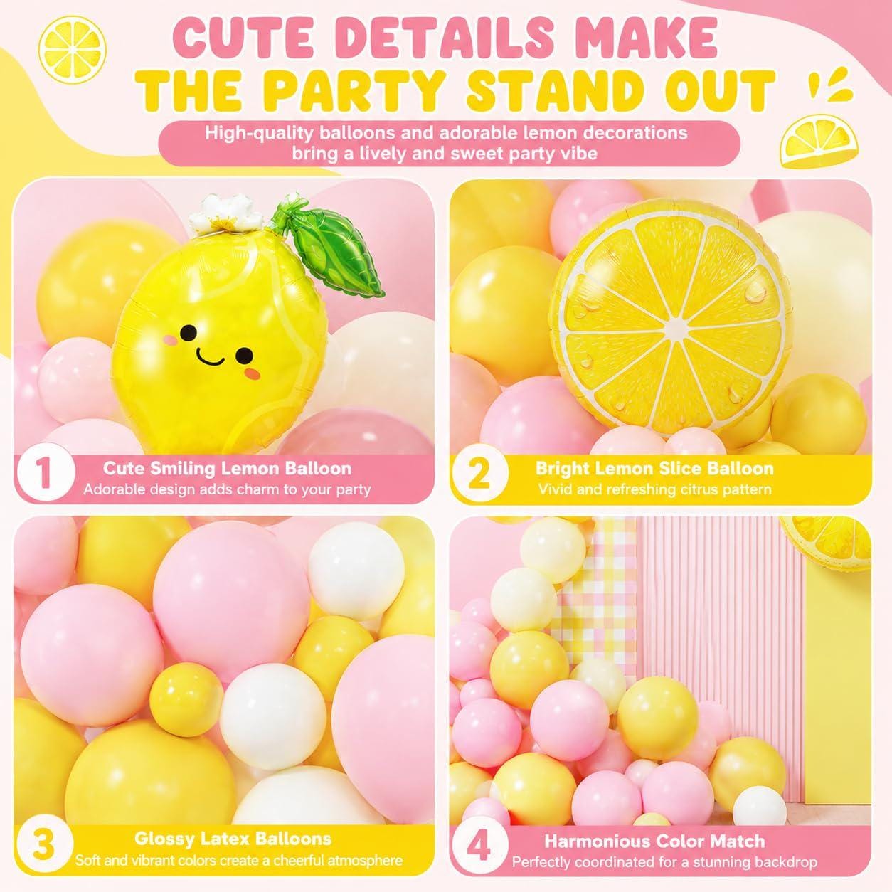 Lemon Balloon Arch Kit | Pink Yellow Lemonade Garland, Amalfi Coast Party Decor