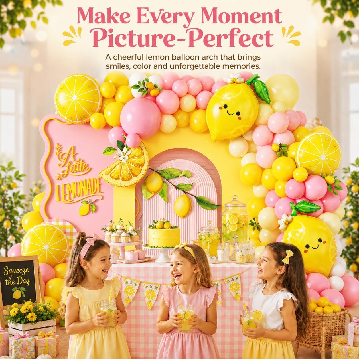 Lemon Balloon Arch Kit | Pink Yellow Lemonade Garland, Amalfi Coast Party Decor