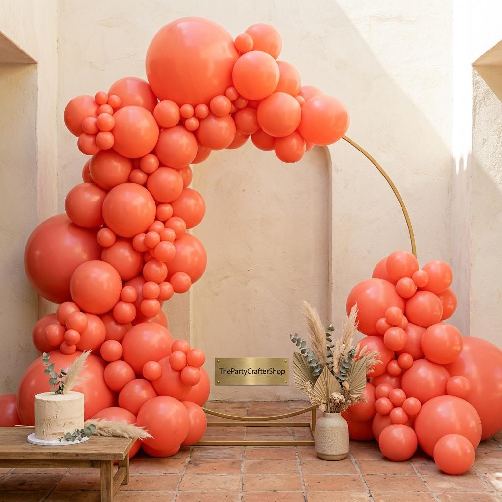 Coral Balloon Arch Kit | Pink Light Red Party Decor (140pc)