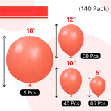Coral Balloon Arch Kit | Pink Light Red Party Decor (140pc)
