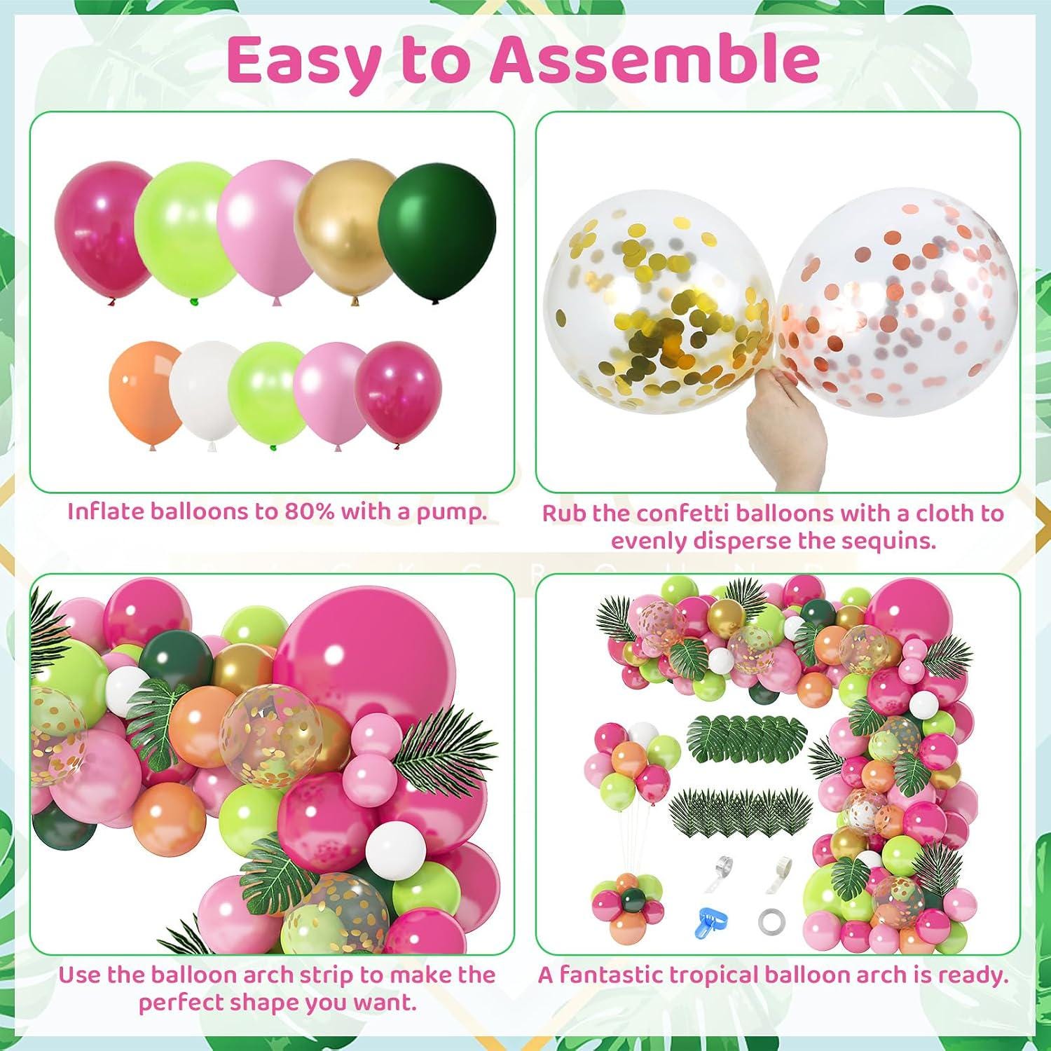 Tropical Balloon Garland Kit | Hawaiian Luau Flamingo Arch Party Decor