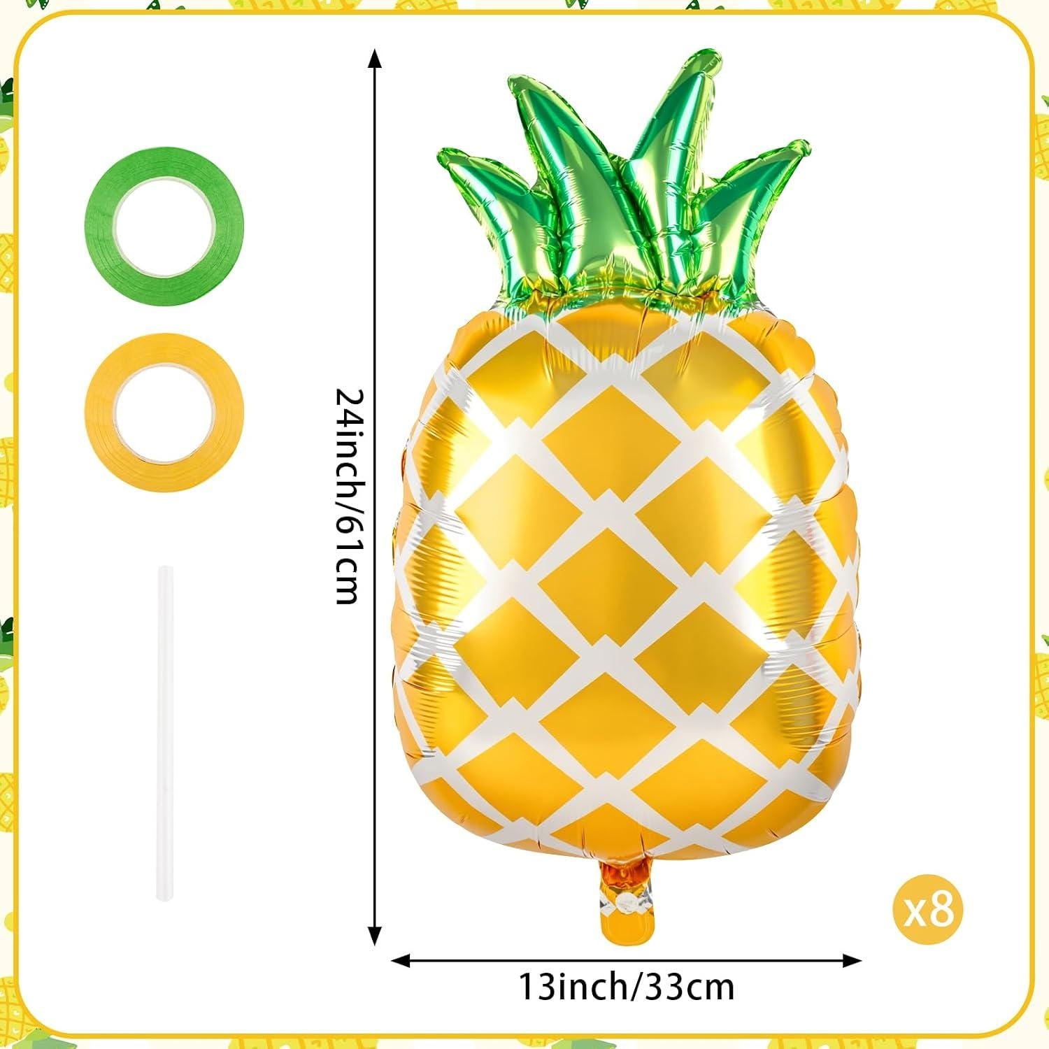 Pineapple Balloon Garland Kit | Tropical Luau Party Decor | 24 Inch Fruit Foil Balloons