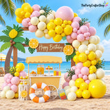 Pastel Pink Yellow Balloon Arch Kit | Lemon Summer Birthday Party Decor