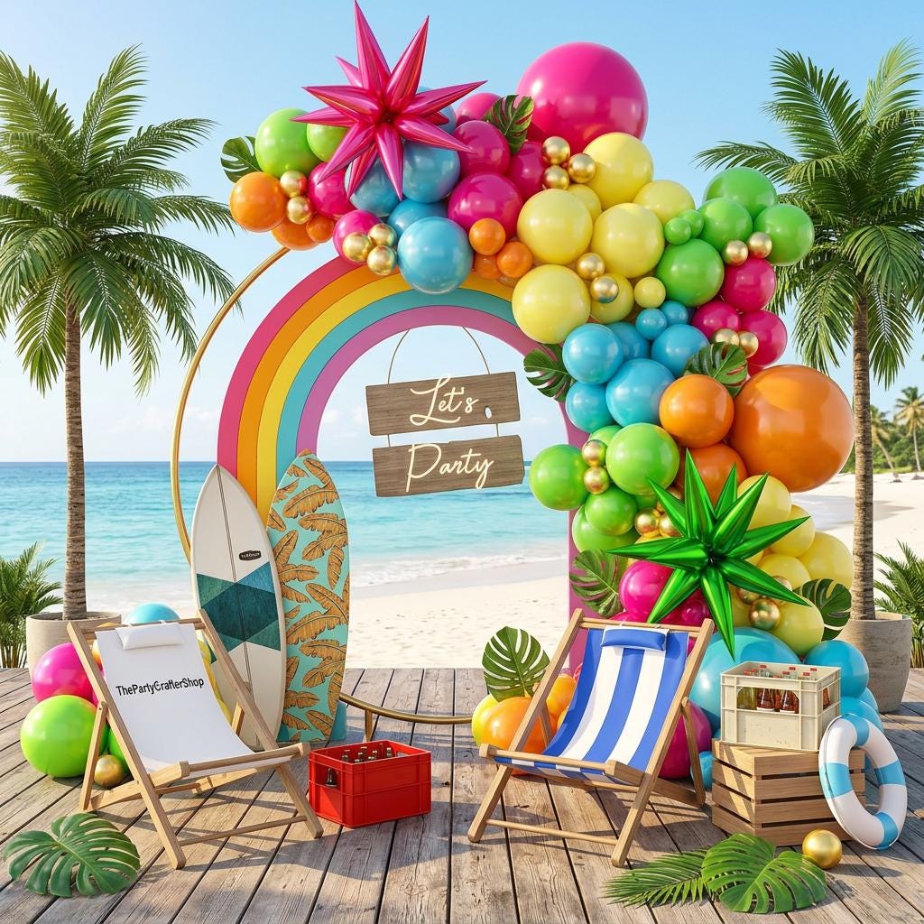 Flamingo Tropical Balloon Garland Kit | Luau Party Arch Decor