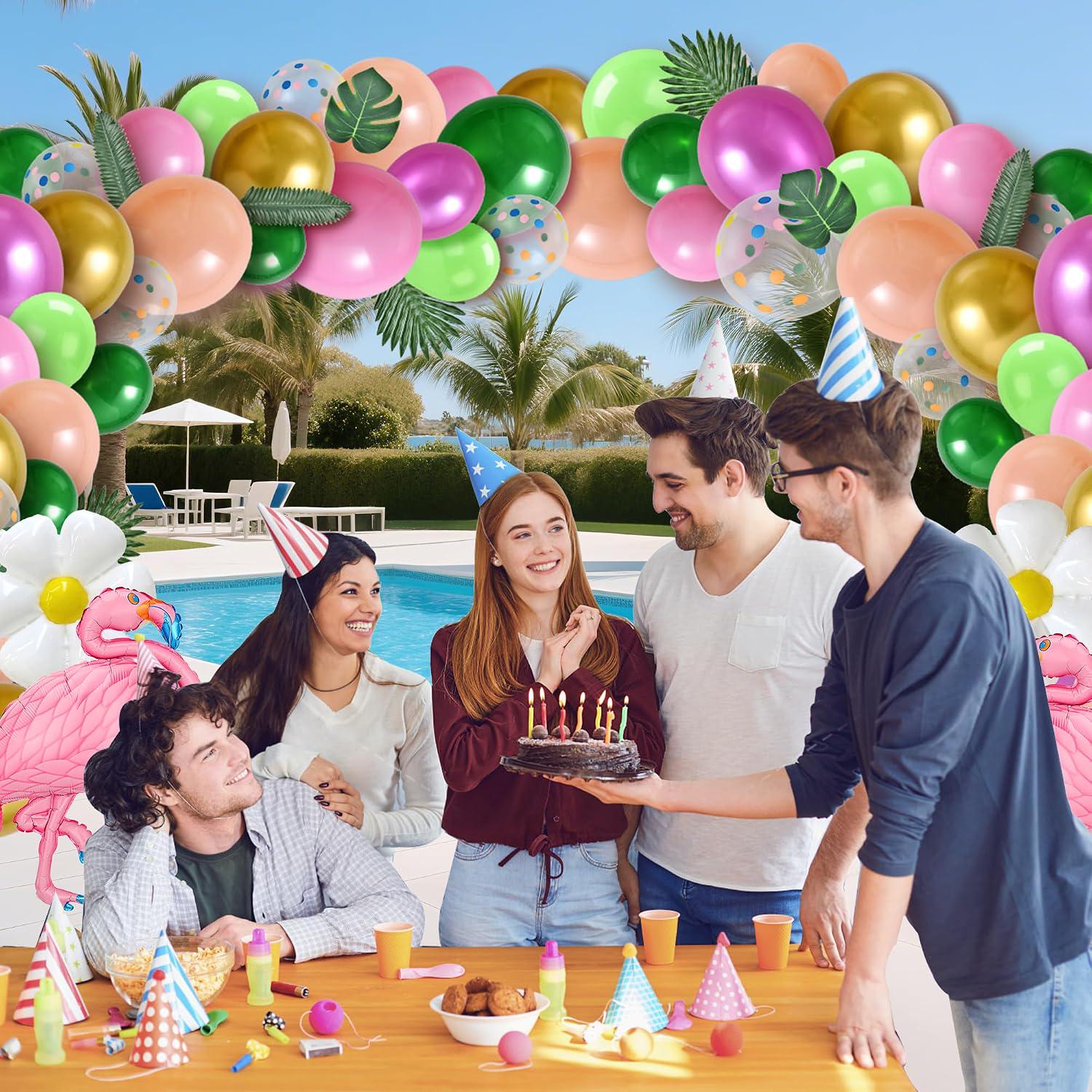 Tropical Balloon Arch Kit | Flamingo, Palm Leaf Luau Party Decor