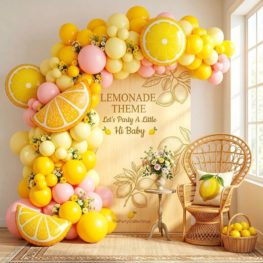 Lemonade Balloon Arch Garland Kit | Pink Yellow Party Decor (136 Pc)