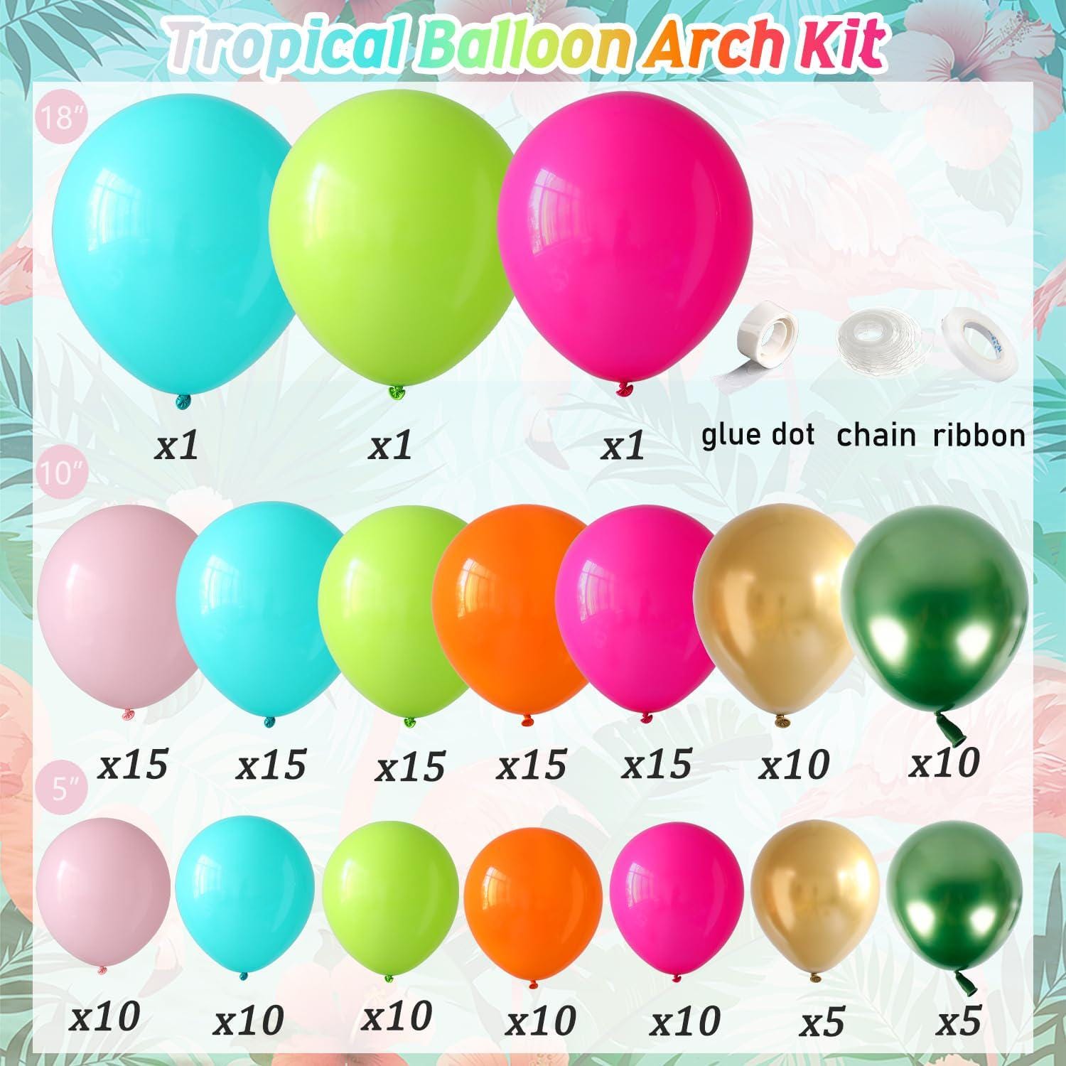 Flamingo Tropical Balloon Garland Kit | Hawaiian Luau Party Decor, Birthday Baby Shower