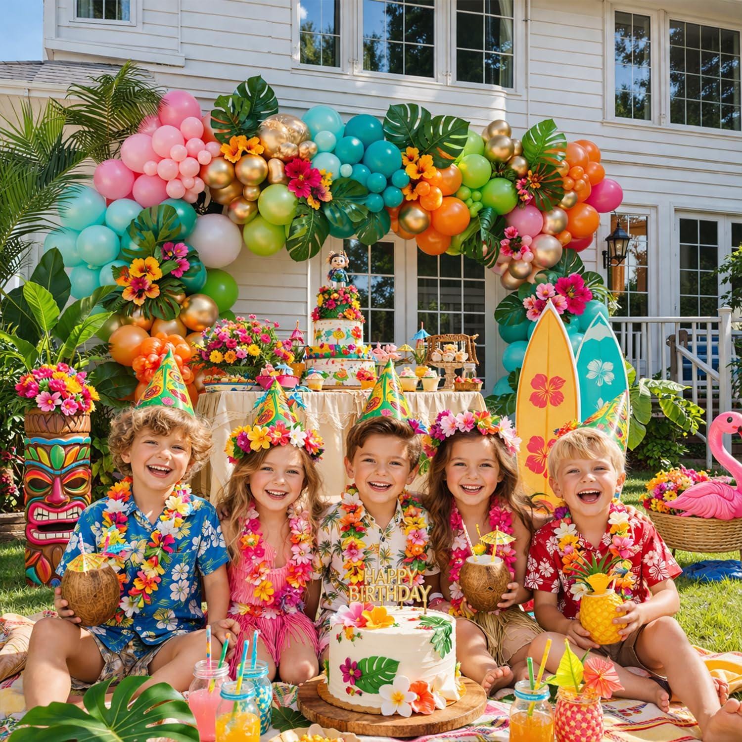 Flamingo Tropical Balloon Garland Kit | Hawaiian Luau Party Decor, Birthday Baby Shower