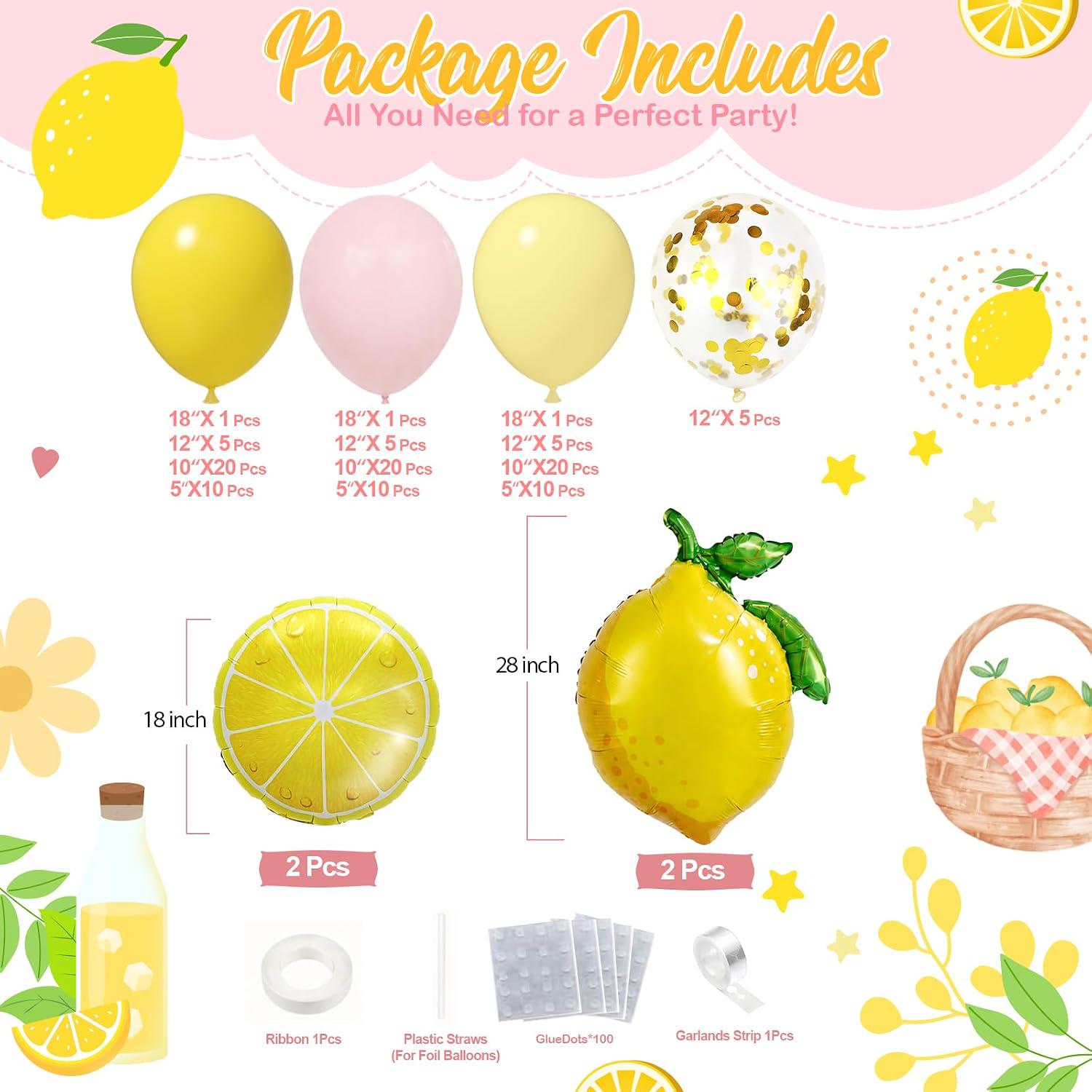 Lemonade Balloon Arch Kit | Tropical Summer Birthday Party Decor