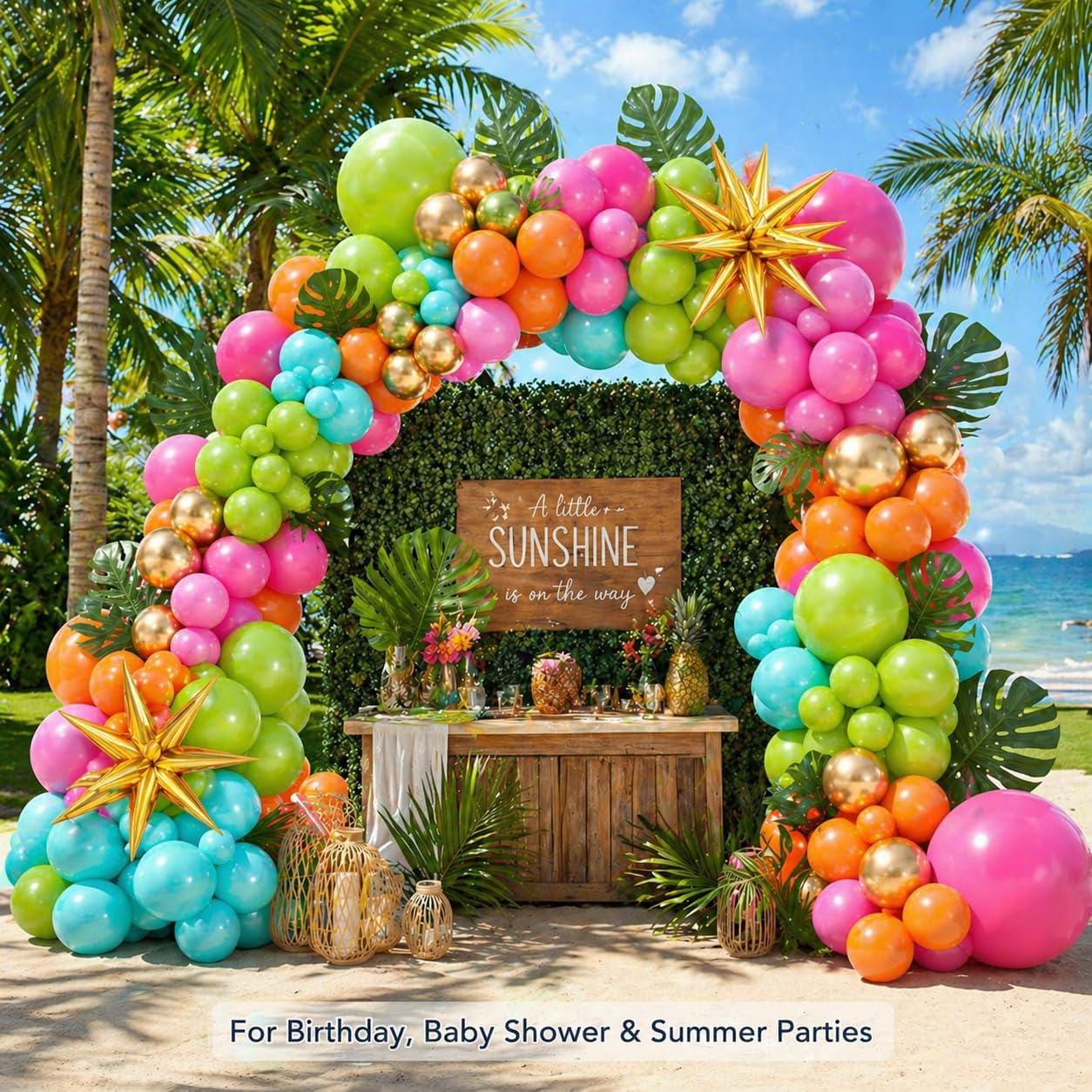 Tropical Balloon Arch Kit | Hawaiian Luau, Aloha Birthday Party Decor