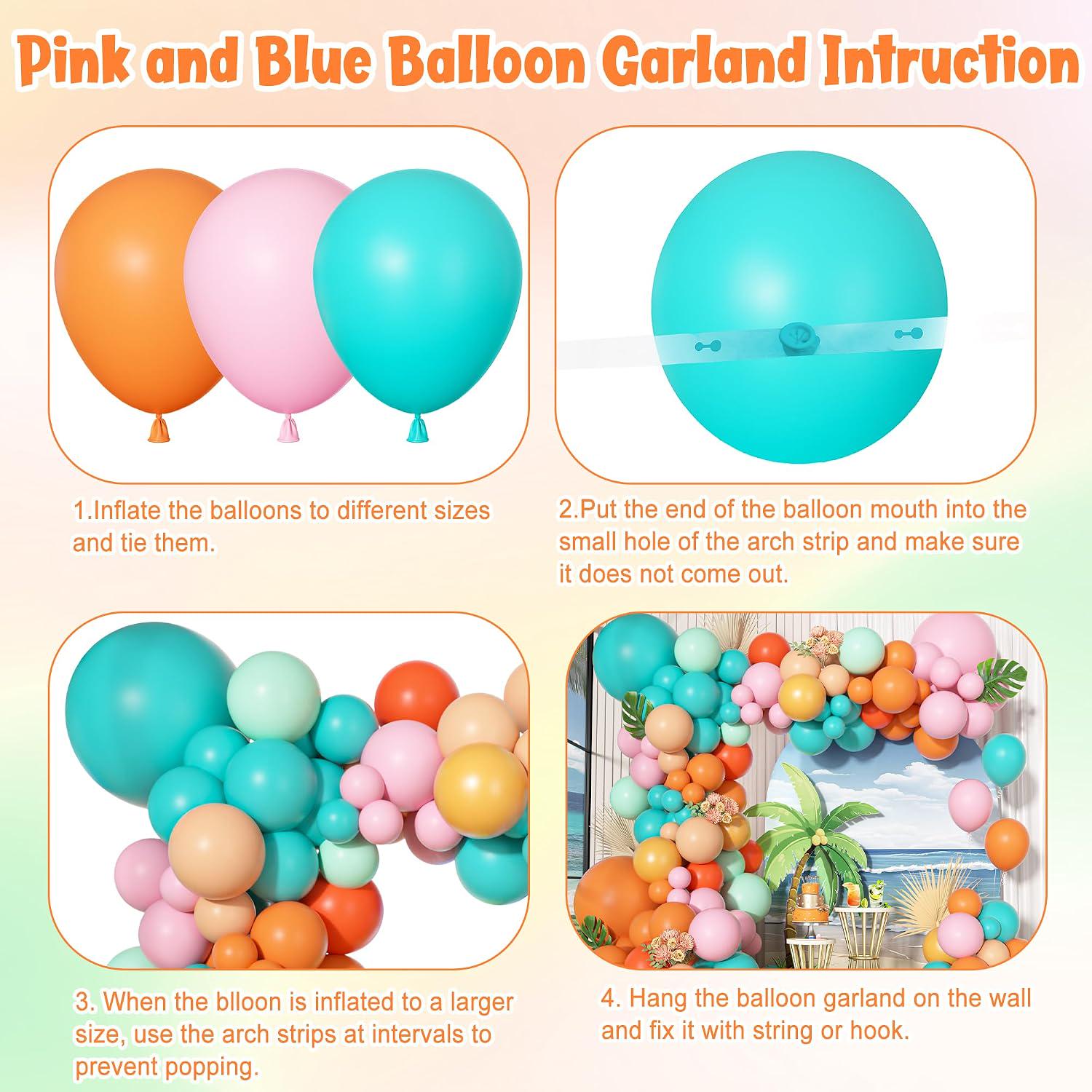 Tropical Hawaiian Balloon Garland Kit | Luau Party Decor, Flamingo Beach Birthday Baby Shower Balloons
