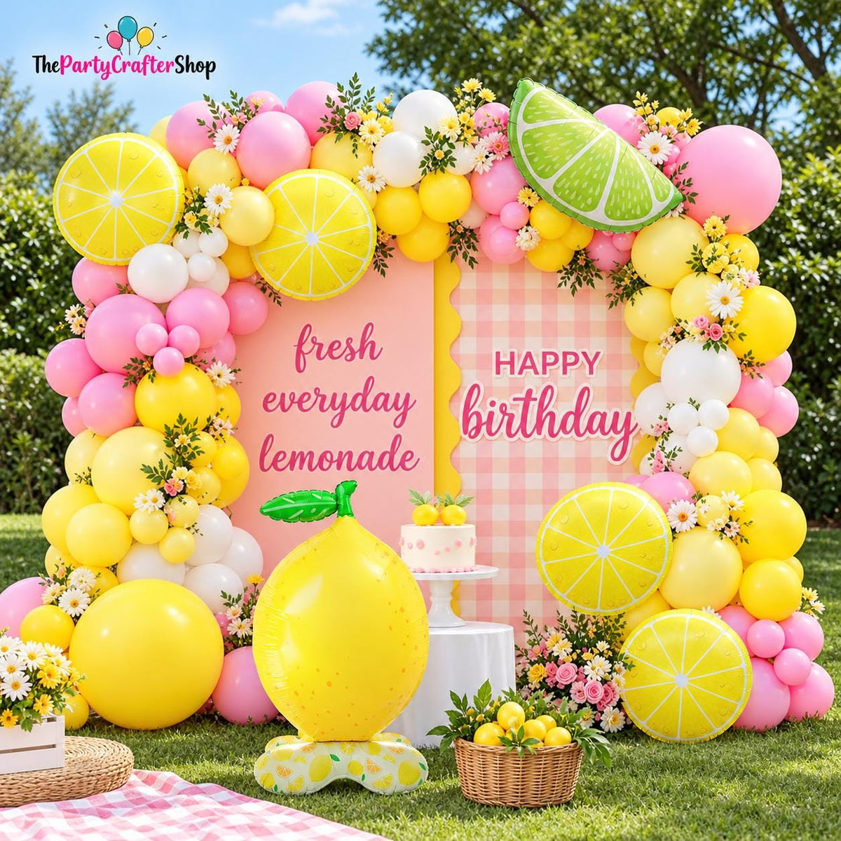 Lemon Balloon Garland Kit | Yellow Pink Arch Decor | Summer Celebration
