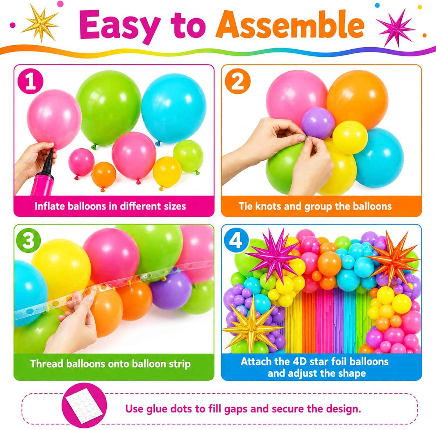 Tropical Balloon Garland Kit | Rainbow Luau Party Decor, Aloha Birthday Pool Party