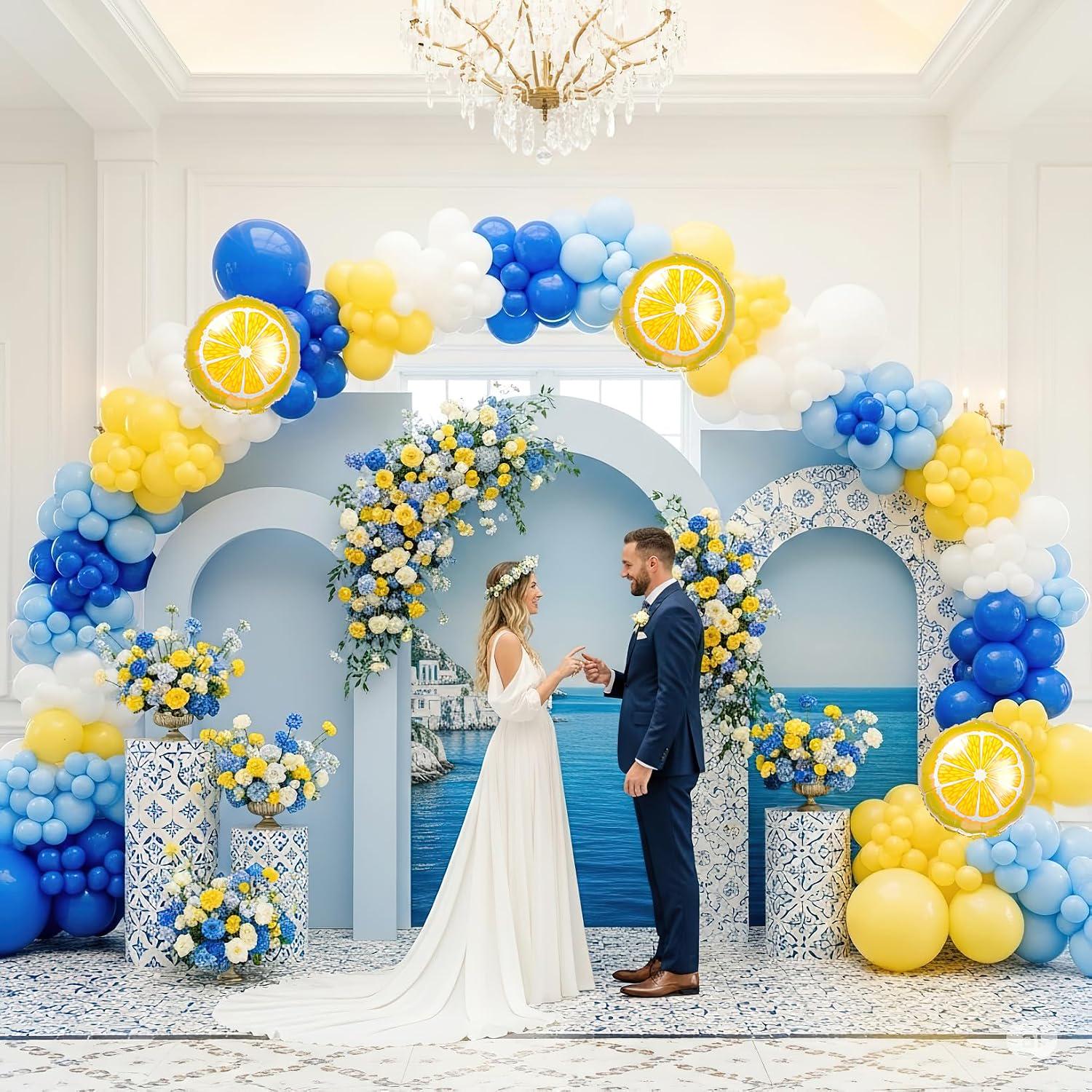 Lemon Balloon Garland Kit | Royal Blue Yellow Amalfi Coast Party Decor