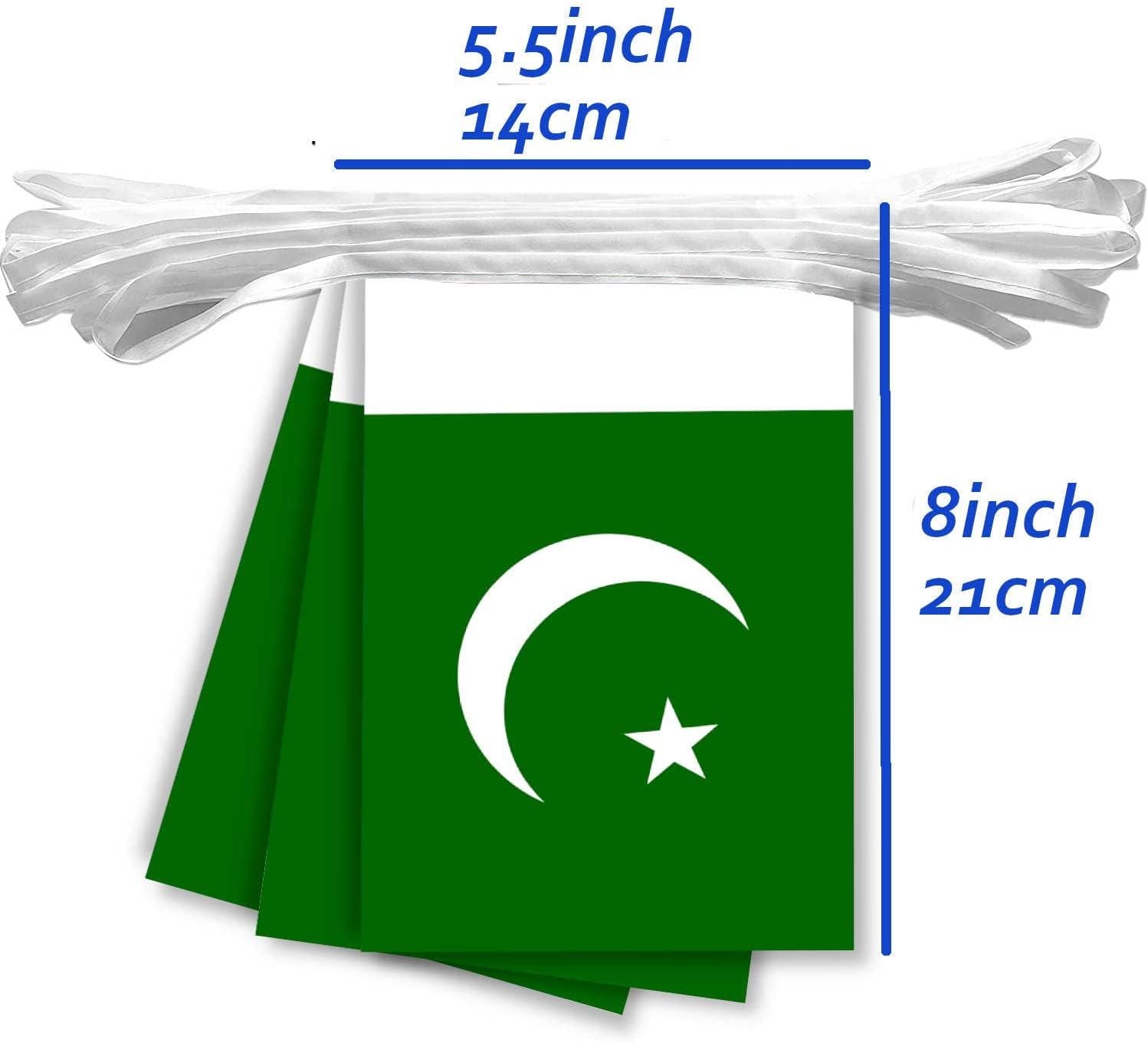 30 Pc Pakistan Flag Bunting | 32ft Pakistani String Banner Decorations