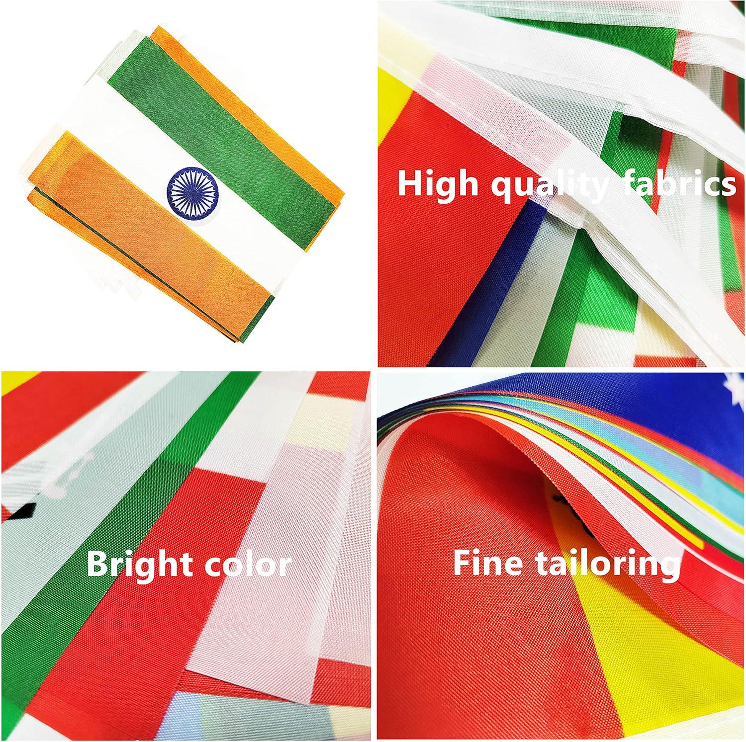 Indian Flag Banner Garland, 38 Mini Flags, Independence Day Party Decor