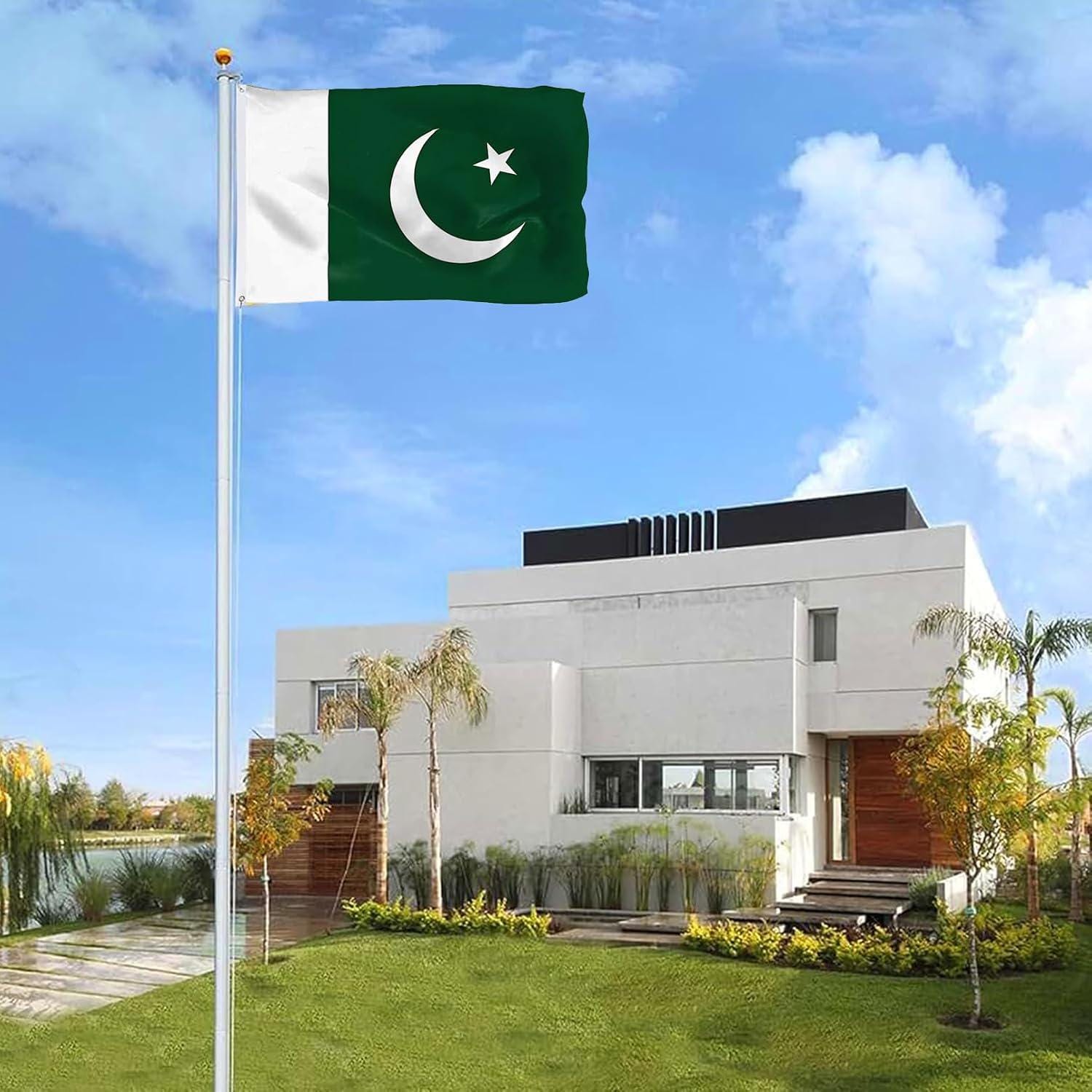 Pakistan Flag 3x5 Ft, Fade-Resistant Polyester, Double Stitched, Brass Grommets