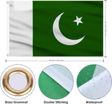 2 Pack Pakistan National Flag 3x5 Ft, Double Sided Outdoor Decor, Brass Eyelets