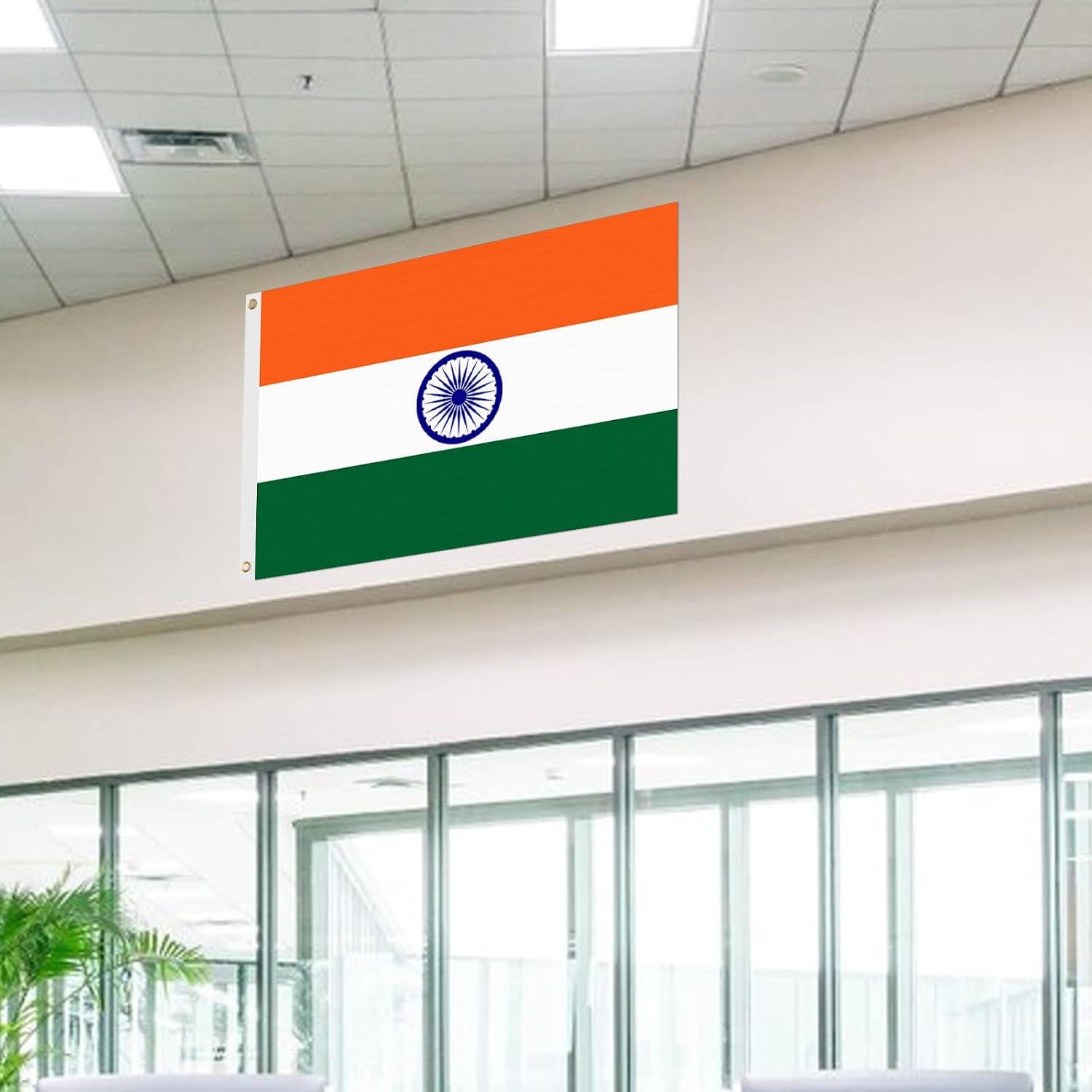 India Flag 3x5 Ft, Polyester Outdoor Banner, Fade Resistant, Brass Grommets