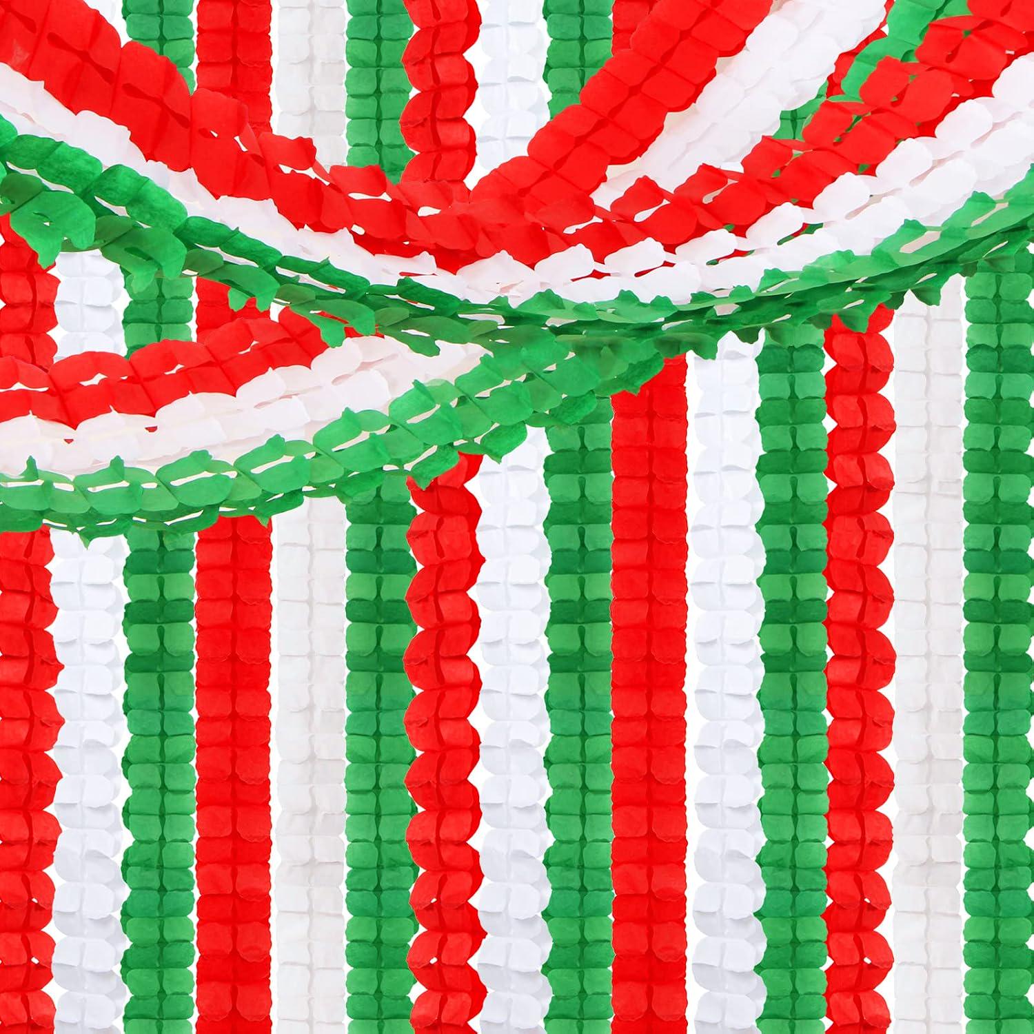 India Independence Day Tricolor Paper Streamers, Red Green White Garland Party Decor