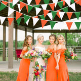 Orange Green White Fabric Pennant Banner, Triangle Flag Garland, Party Decoration