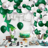 Emerald Green Silver White Balloon Arch Kit, Metallic Garland, Jungle Camo Birthday Decor