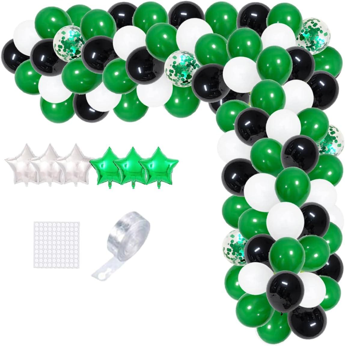 Green Black White Balloon Garland Kit, Soccer Birthday Arch, Jungle Safari Baby Shower Decoration
