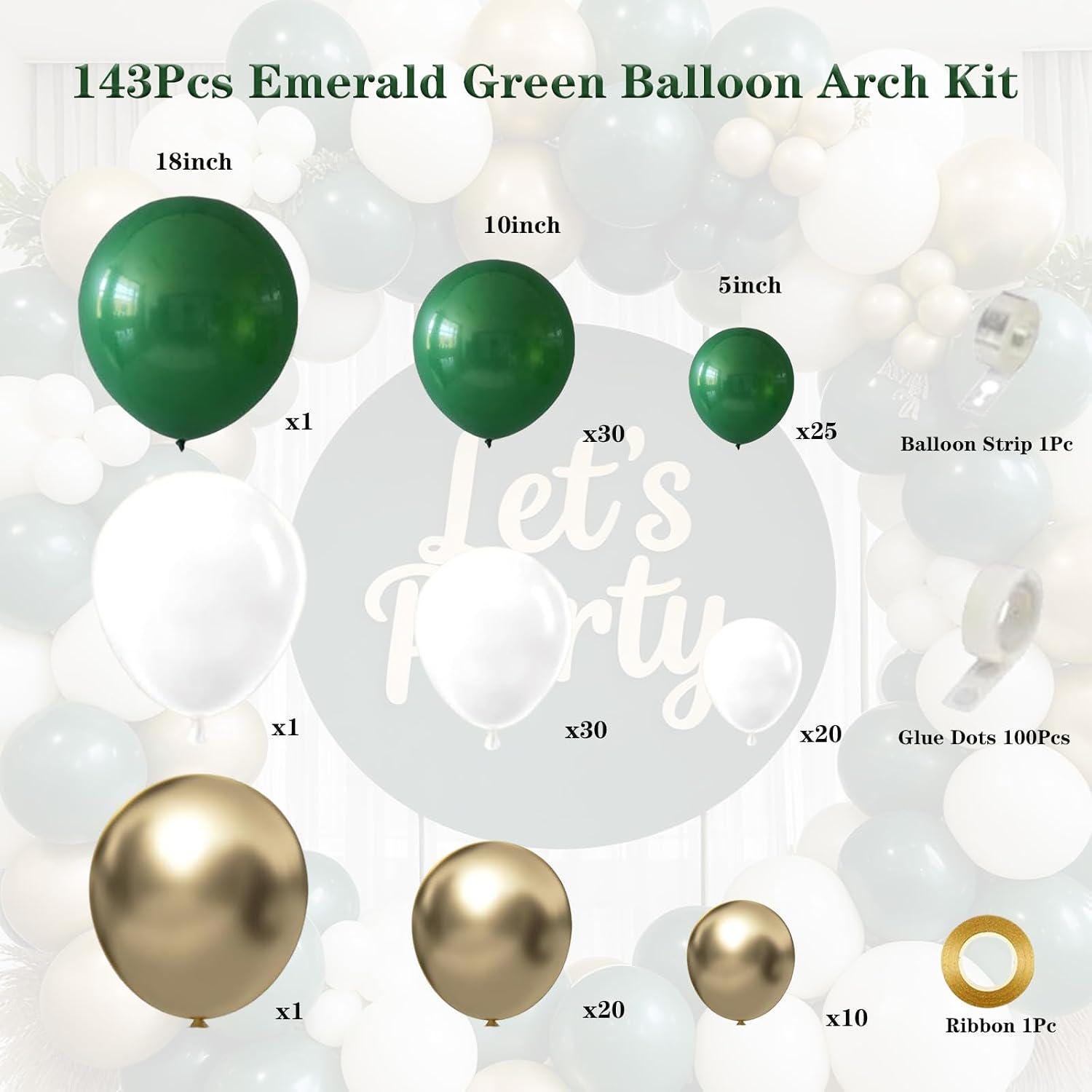 Emerald Green Gold Balloon Arch Kit, Jungle Safari Party Garland Decoration
