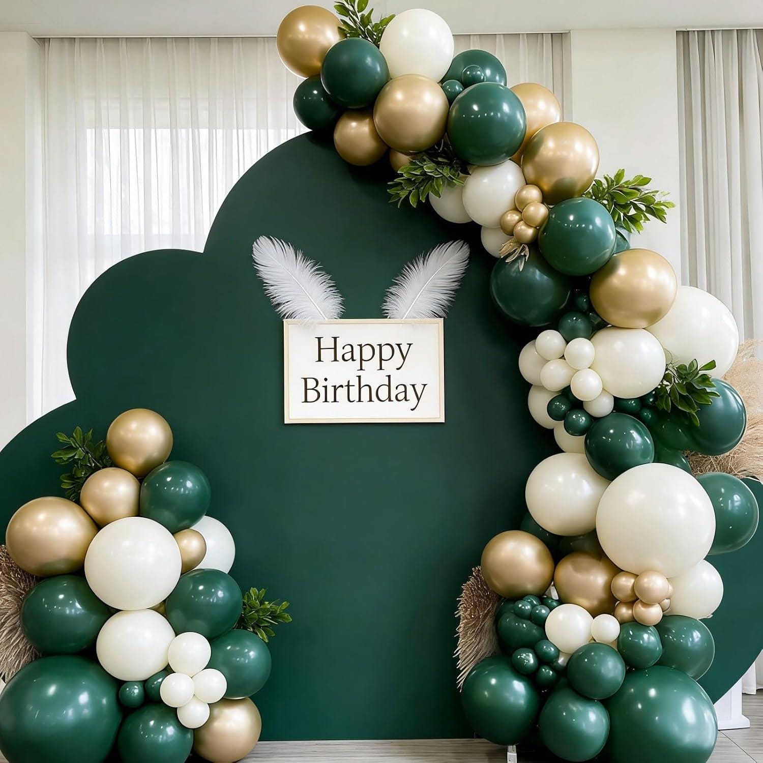 Emerald Green Gold Balloon Arch Kit, Jungle Safari Party Garland Decoration