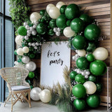 Emerald Green Cream Balloon Garland Kit, Double Stuffed Arch Decor (Birthday, Baby Shower)