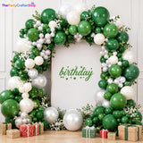 Emerald Green Cream Balloon Garland Kit, Double Stuffed Arch Decor (Birthday, Baby Shower)