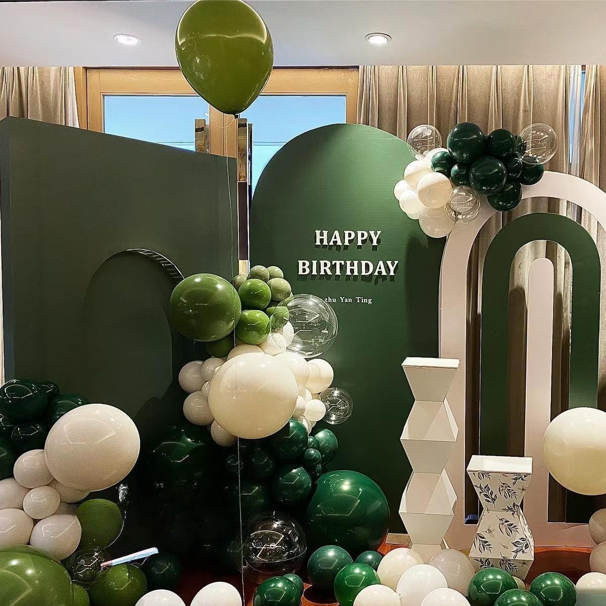 Green Black Gold Balloon Arch Kit, Lime Matte Confetti Garland, Birthday Football Decor