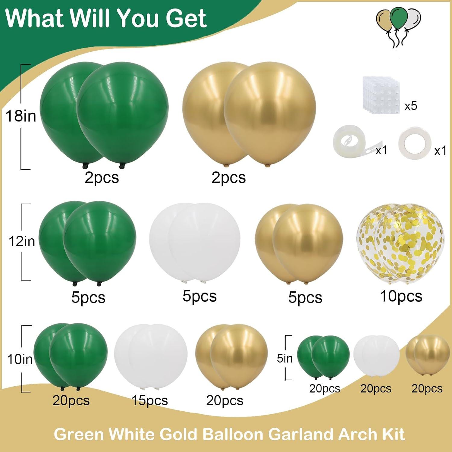 Emerald Green Gold Balloon Arch Kit, Jungle Party Decor, Birthday Baby Shower Garland