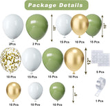 Sage Green Gold Balloon Arch Kit, Birthday Baby Shower Wedding Party Garland