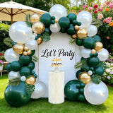 Emerald Green Gold Balloon Arch Kit, Hunter White Garland, Jungle Party Decor