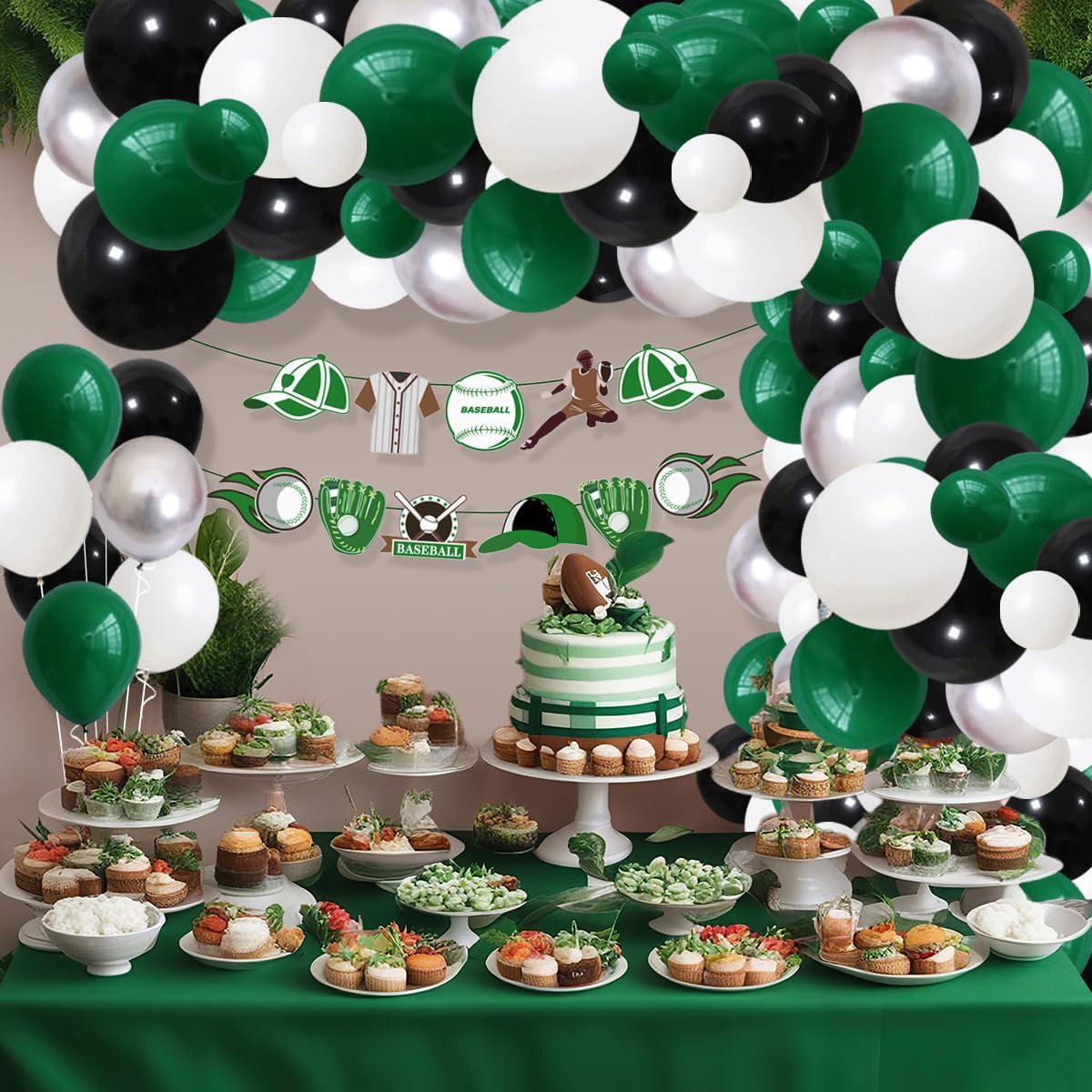 Dark Green Black Silver Balloon Garland Kit, Football Safari Camo Party Arch Decor