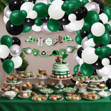 Dark Green Black Silver Balloon Garland Kit, Football Safari Camo Party Arch Decor