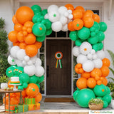 Green Orange White Balloon Arch Garland Kit, India Day Birthday Party Decoration