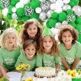 Green White Silver Balloon Arch Garland Kit, Metallic Party Decor