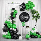 Green Black White Balloon Garland Kit, Football Birthday Arch, Boys Sports Party Decoration