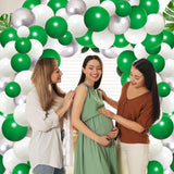 Dark Green White Silver Balloon Arch Garland Kit, Birthday Party Decor