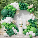 Emerald Dark Green White Balloon Arch Garland Kit, Jungle Birthday Party Decor