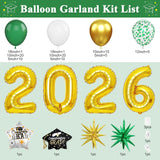 Green Gold Graduation Balloon Arch Kit, Class of 2026 Garland, Foil Star Party Decor