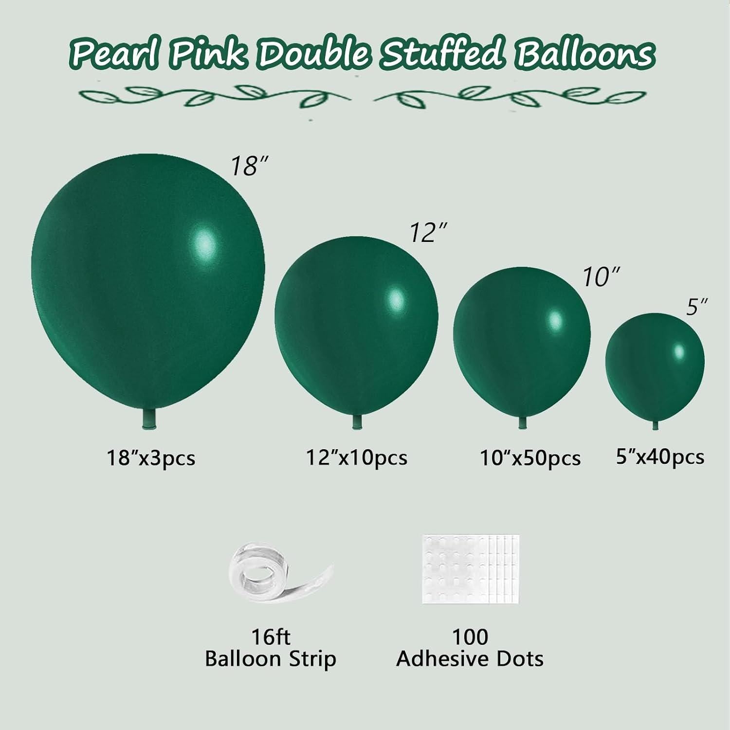 Dark Emerald Green Balloon Arch Garland Kit, Double Stuffed Party Decor