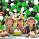 Green Black White Balloon Arch Kit, Video Game Jungle Party Garland