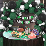 Dark Green Black Silver Balloon Arch Kit, Emerald Metallic Garland, Jungle Camo Party Decor